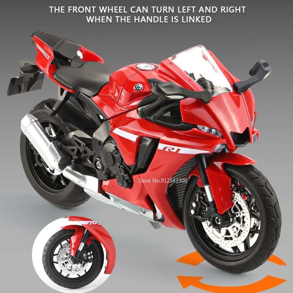 1/12 YAMAHA R1 Spielzeugmotorradmodell Legierung Diecast mit Sound Licht Gummireifen Maßstabsmodell Motorrad Spielzeug für Kinder Sammlung