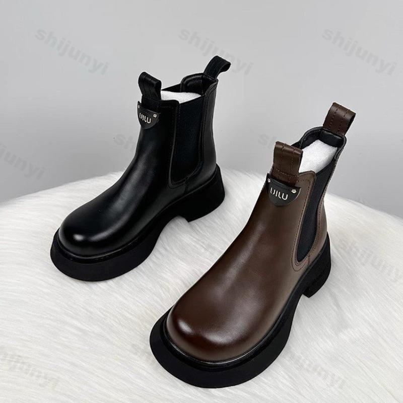 Stivaletti Chelsea da Donna 2026 Stivali Invernali Caldi in Peluche Comodi Antiscivolo Stivaletti alla Caviglia Moda Stile Britannico Scarpe a Punta Tonda