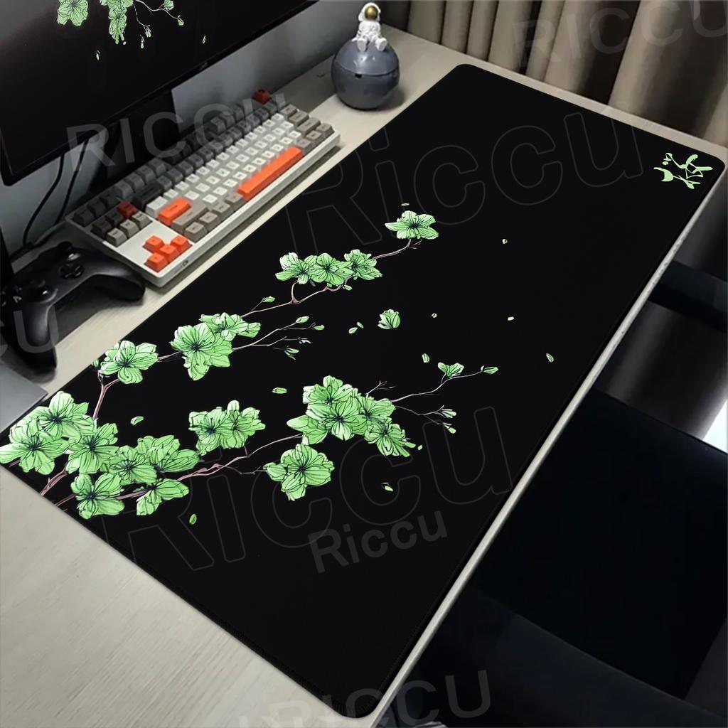 Alfombrilla de ratón Blanco y Negro Flores de cerezo japonesas Gamer Alfombrilla de ratón extendida HD XXL Alfombrillas para teclado Alfombra Gabinete de PC Alfombrillas de ratón Alfombra