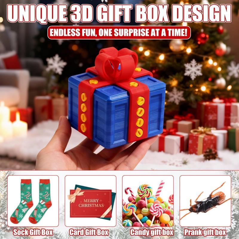 3D Printed Prank Gift Box With Screws, 3.15 Inch Surprise Money Puzzle Box, Funny Trick Gift For Christmas, Halloween & Holidays