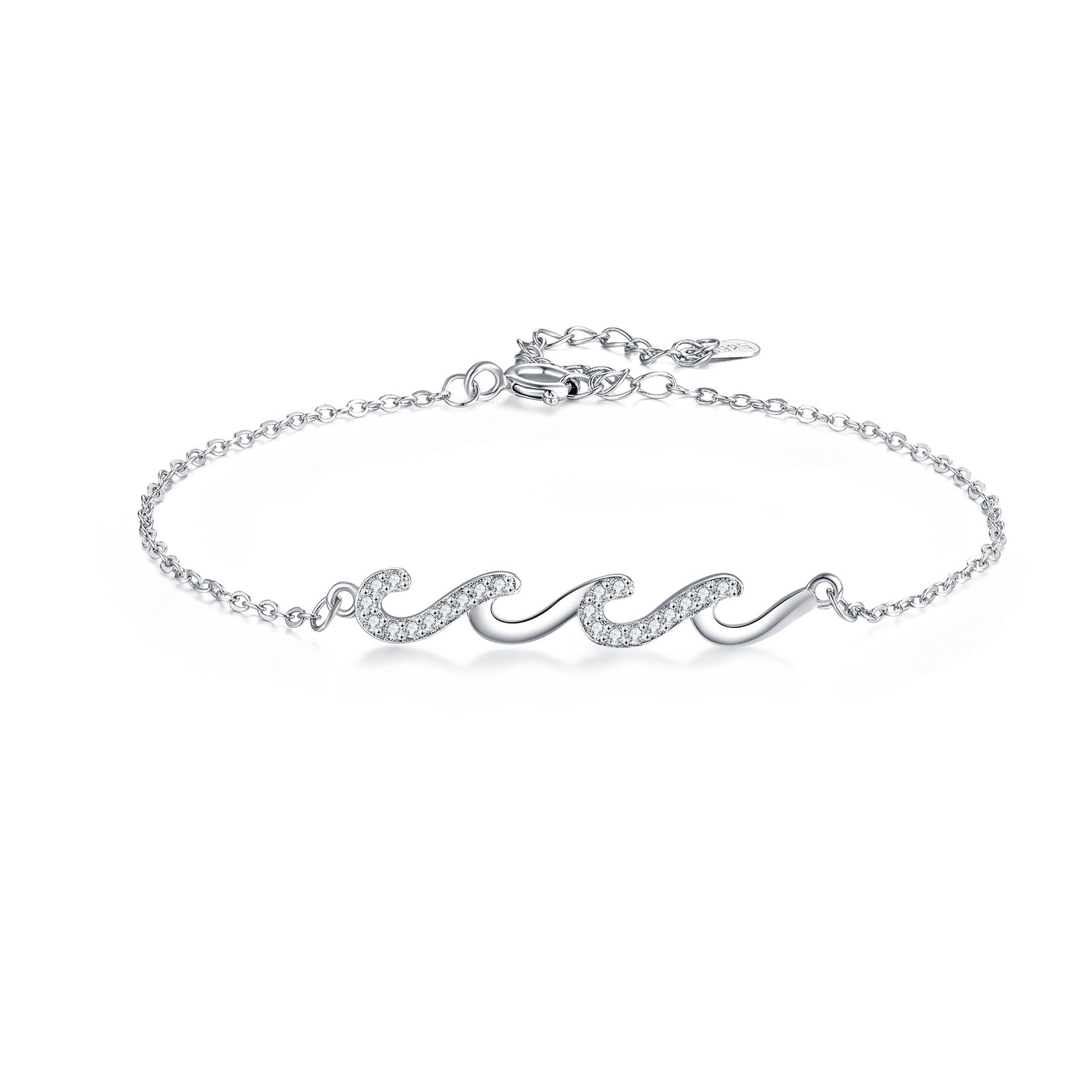 

Charm 1PC high-end Fashion Wave versatile and chain bracelet ins fashion elegant bracelet bracelet for women diamond-encrusted and light luxury срібний