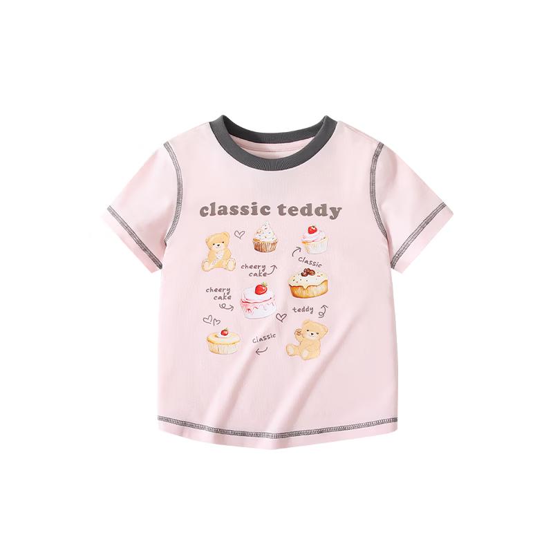Classic Teddy Girls' Short Sleeve Antibacterial Breathable Round Neck T-shirt
