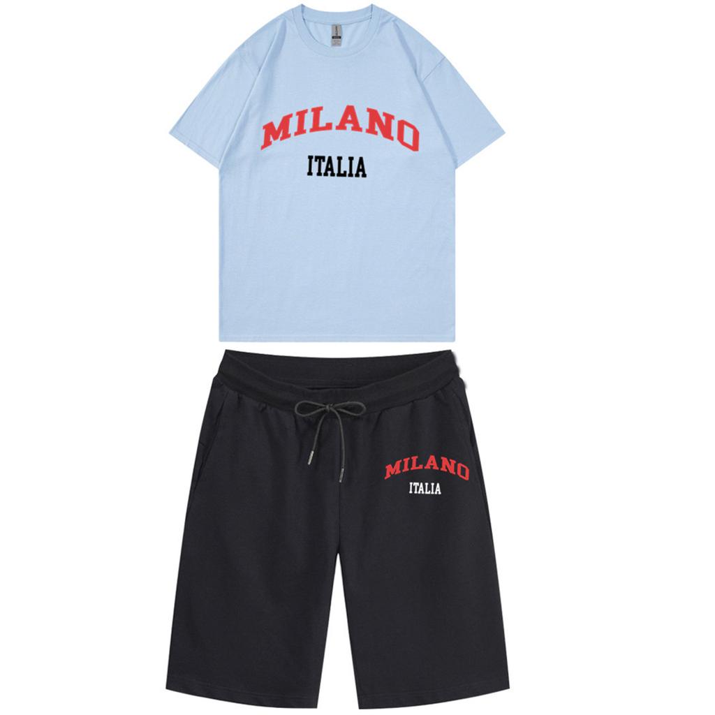 Unisex Jogging Set With Short Sleeved Shorts  Two-piece Set