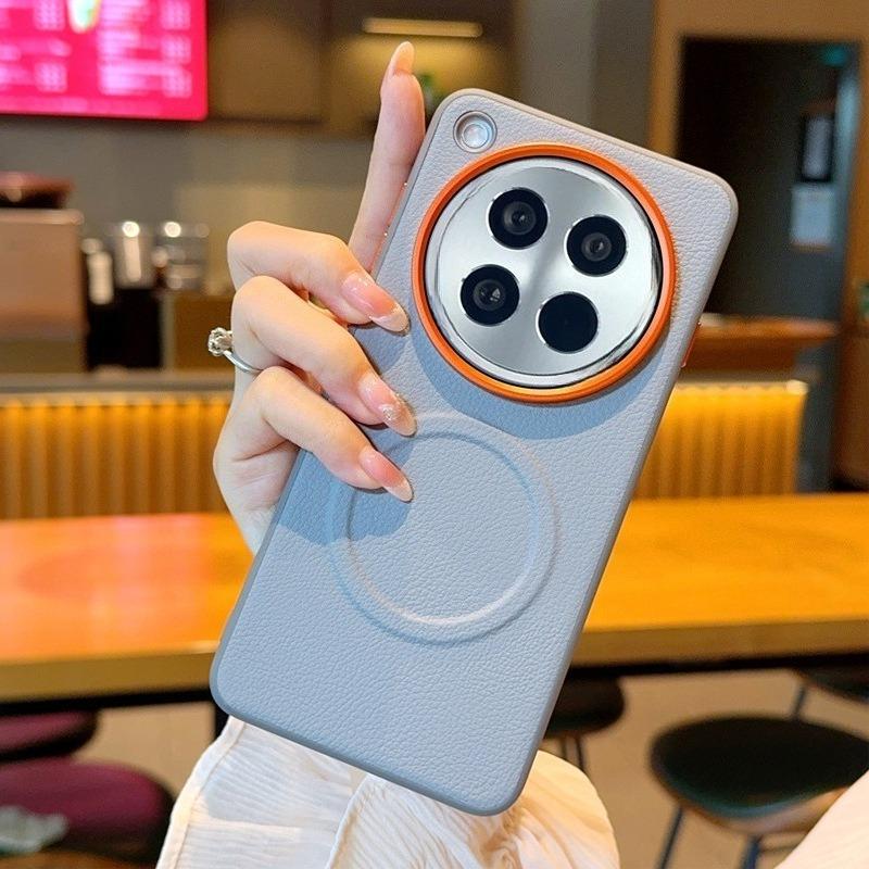 Phone Cases OPPO,Simple Soft Faux‑Leather Magnetic Phone Case