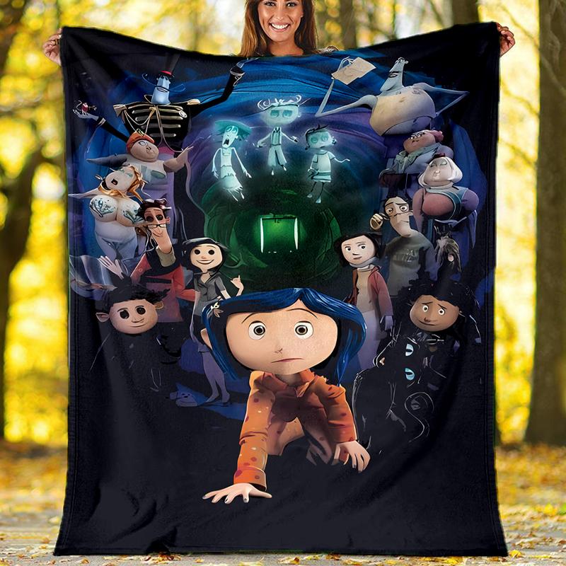 Coraline Theme Printed Blanket - Perfect for Couch, Bed, Travel & Outdoor Use | Machine Washable, Cozy & Durable.