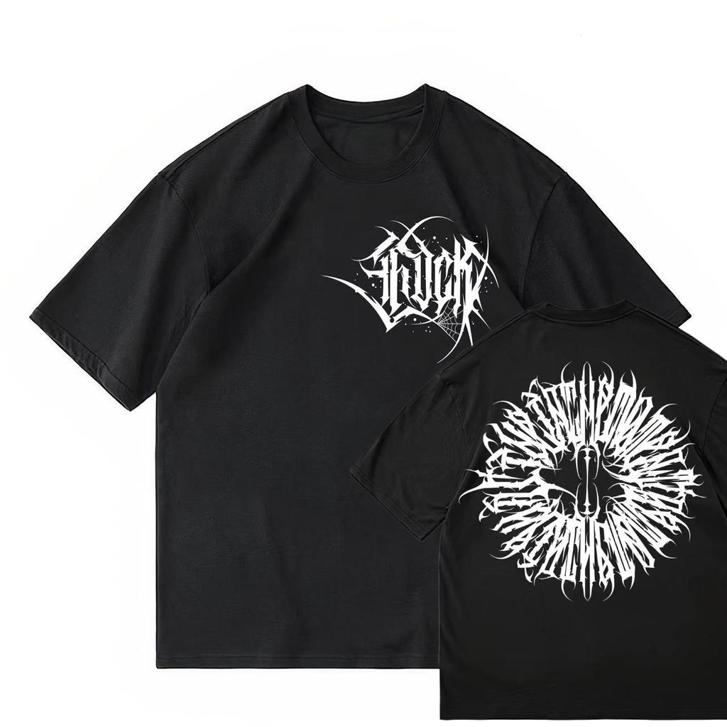 Loose T-shirt Chicano Dark Flower Font West Coast Printed High Street Short Sleeve American Cotton Trendy Outfits