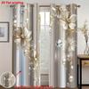 2 Stück Polyester Gold-Silber Blumenmuster Fenster Vorhänge Geburtstagsparty Dekoration Hintergrund Vorhänge für Wohnzimmer