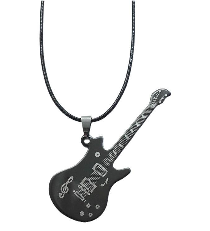 Stainless Steel Guitar Pendant Hip-Hop Necklace for Women