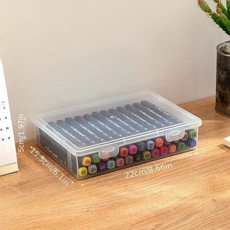 Large Capacity Pencil Case Transparent Plastic Notebook Sketch Marker Colored Lead Painting Storage Box, Document Storage Box