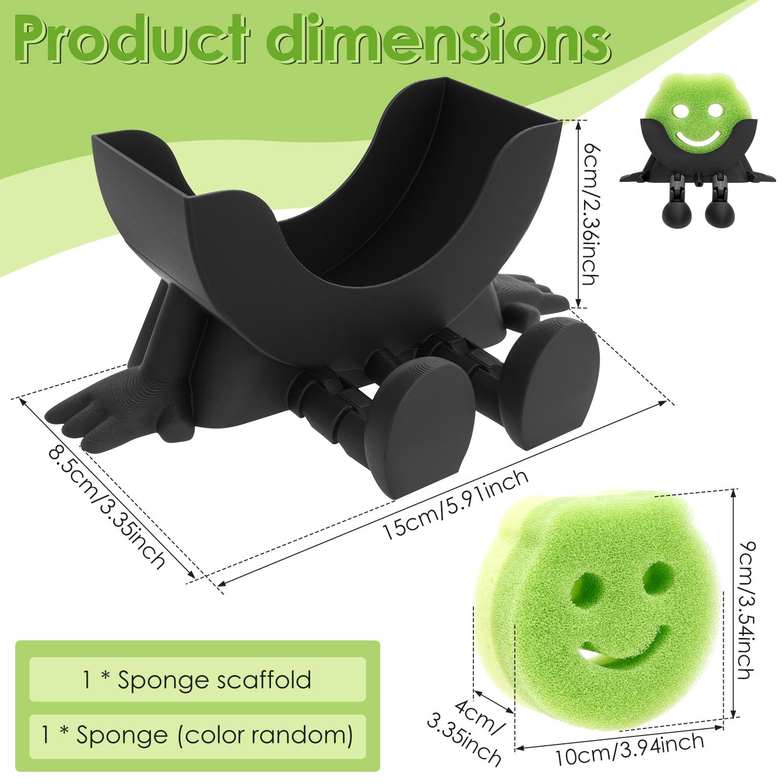 

Sponge Holder Plastic Funny Countertop Drip Rack with Sponge Easy Cleaning 3D Printed Sponge Drainage Holder Kitchen Accessories