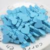 50pcs Heart Pink Blue Wooden Photo Clips Memo Paper Peg Clothespin Stationery Clips Office Party Decoration Accessories 35*7mm