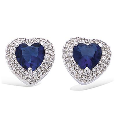 [P1231] - Silver Earrings 'Love Divine' Silvery White Sapphire (rhodium-plated) - 10 Mm