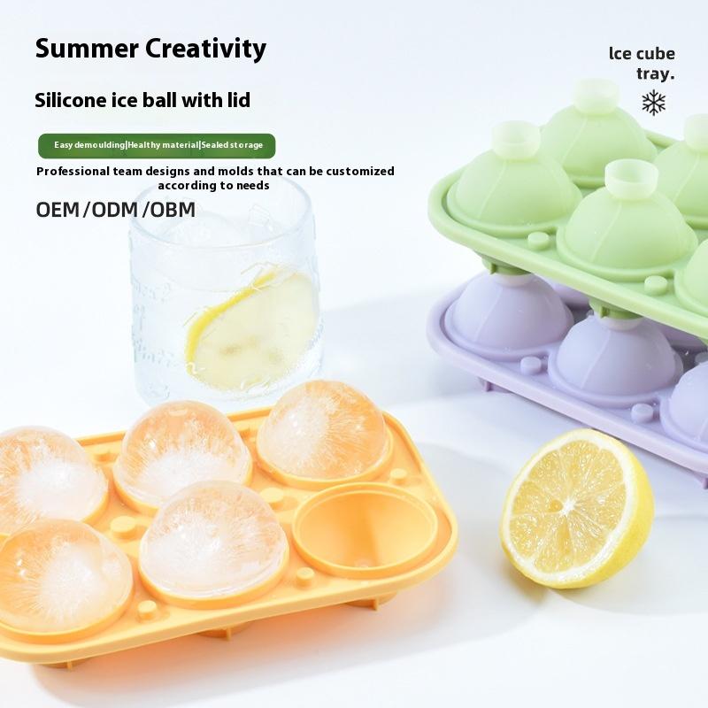 6-Hole Silicone Ice Ball Maker Large Big Round Sphere Ice Shape Cube Mold Tray For Freezer Whiskey Cocktail Bar Tools