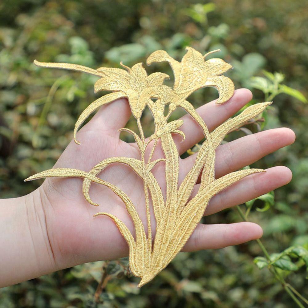 Chinesischer Traditioneller Stil Orchideen-Stickerei-Aufnäher DIY Bastelartikel mit Schmelzkleber Orchidee Schmelzklebe-Aufnäher 3D Blume Bügelbar