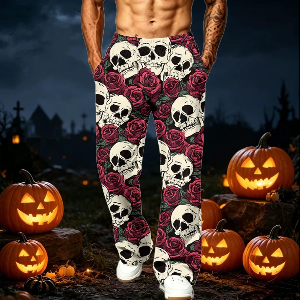 Men's Loose Fit Cargo Pants with Pockets Casual Printed Waist Joggers