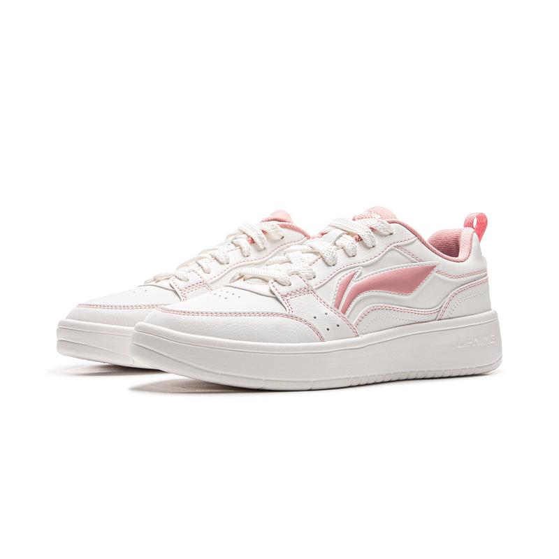 New LiNing Acer Truncatum Slip-Resistant Cushioning Abrasion-Resistant Low-Top Skateboard Shoes Women's White Pink AGCV144-1