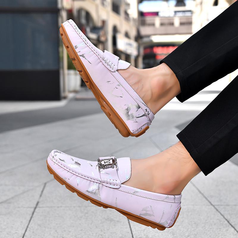 Herren Echte Leder Slipper Fahrerschuhe Bequem Weicher Boden Lässig Britischer Stil Frühling Sommer Atmungsaktiv Anti-Rutsch