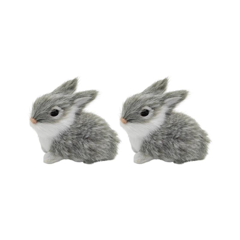 Realistic Rabbit Figurine Lively Easters Bunnies Stuffe Farm Animal Plush Rabbit Statue Spring Home Decors Photo Props