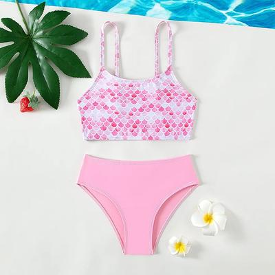 Dvoudílné plavky Princess Pink Mermaid Girls 5-15 let plavky pro dospívající dívky plavky s děleným popruhem