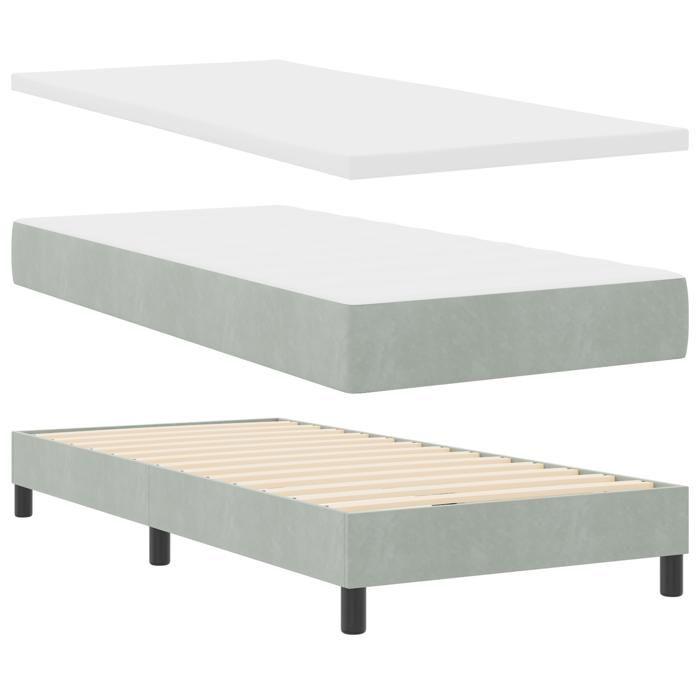 Lit à ressort vidaXL avec matelas Gris clair 90x190 cm Velours 3340418