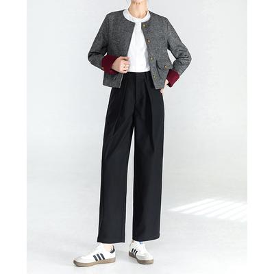 Tennis Wool Nine-point Sickle Pants for Women New High-waist Curved Slim Casual Suit Pants Grandma Pants
