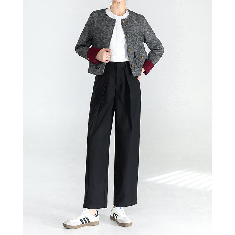 

Tennis Wool Nine-point Sickle Pants for Women New High-waist Curved Slim Casual Suit Pants Grandma Pants XXXL сірий