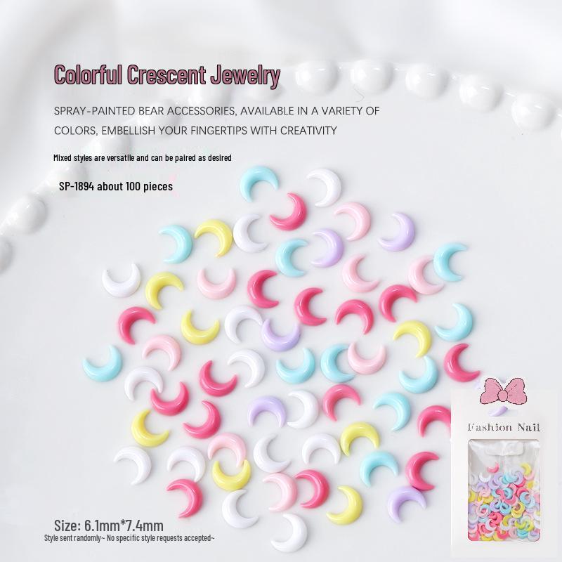 

Sailor Moon Красочный Полумесяц 3D Плоская спинка Смола Шармы для нейл-арта, Прибл.. 100 шт.