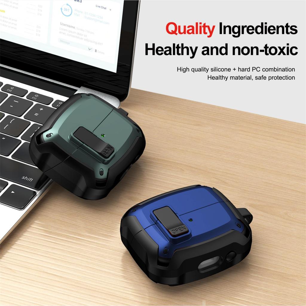 Case for Samsung Galaxy Buds 3/ Buds 3Pro with Secure Lock Clip Shockproof Protective with Carabiner for Samsung Galaxy Buds 3