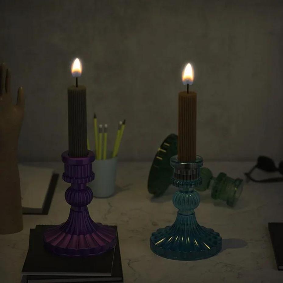 1 Pcs DIY Candlestick Mold Fashionable Handmade Retro Crystal Transparent Silicone Home Decoration Gift Creative Artistic Craft