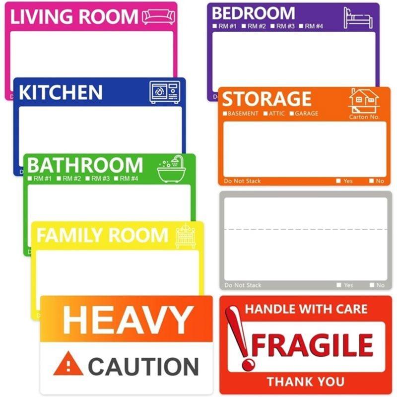 

SHGO-Large For Moving Labels 400PCS 3.5 X 2 Inch 9 Color Coded Stickers For Boxes, Packing Supplies For Moving