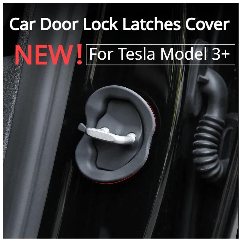 For Tesla New Model3 Highland 2024 Car Door Shock Absorber Flexible Car Door Lock Protector Silicone Car Door Lock Latches Cover