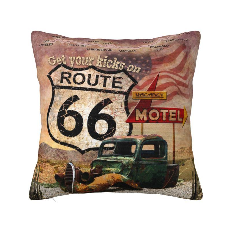 Винтажная наволочка Route 66 40x40см Домашний декоративный модный американский дорожный декор для подушки Салонная квадратная наволочка 45x45cm 18x18in