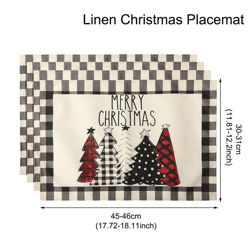 1/4pcs Linen Christmas Placemats Tableware Mat Christmas Decorations For Home Kitchen 2025 Xmas Navidad Noel NewYear Table Decor