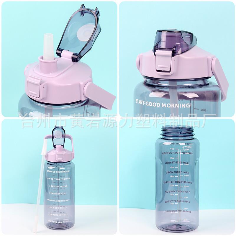 2000ml Reminder To Drink Plastic Sports Water Bottle with Graduated Water Bottle Portable Space Cup Large Capacity Kettle
