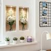 3Pcs 3D Flower Wall Stickers, Realistic Flowers Vase Wall Decals, Waterproof Self-Adhesive Potted Plants Stickers, Greenery Wall Stickers for Living