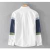 2024 New Fashion White Shirt Men Streetwear Youth Casual Long Sleeve Pure Cotton Shirt Stitching Design Men Tops Spring Loose Shirt