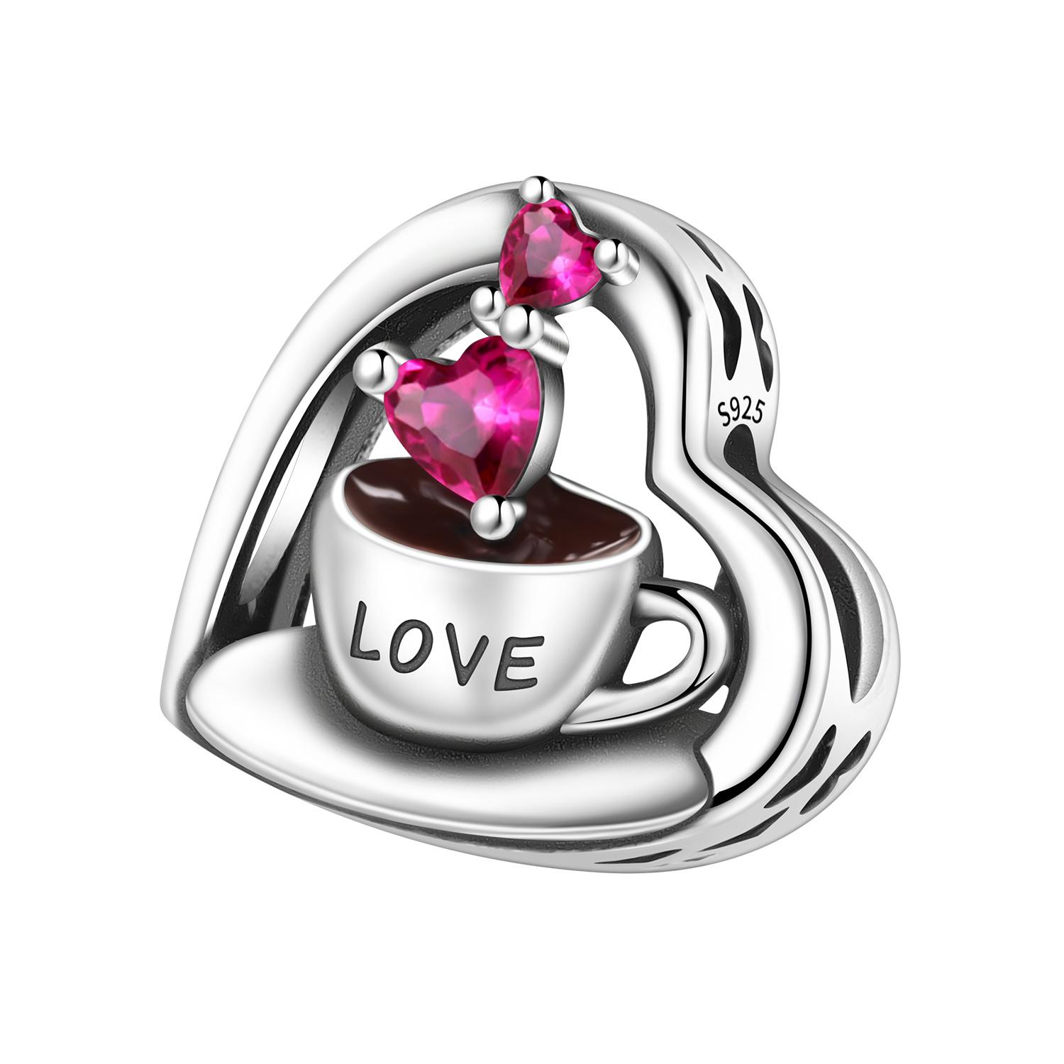 

PANPOKI copper Love Coffee Delicious Food Drink Pendant Charm Bead Charms Bead Charms Compatible With Bracelets Do It Yourself Gifts Jewellery Accesso