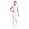 Kids Girls Lyrical Modern Contemporary Dance Dress Ballet Leotard Dress Cut Out Front Backless Mesh Tulle Skirt