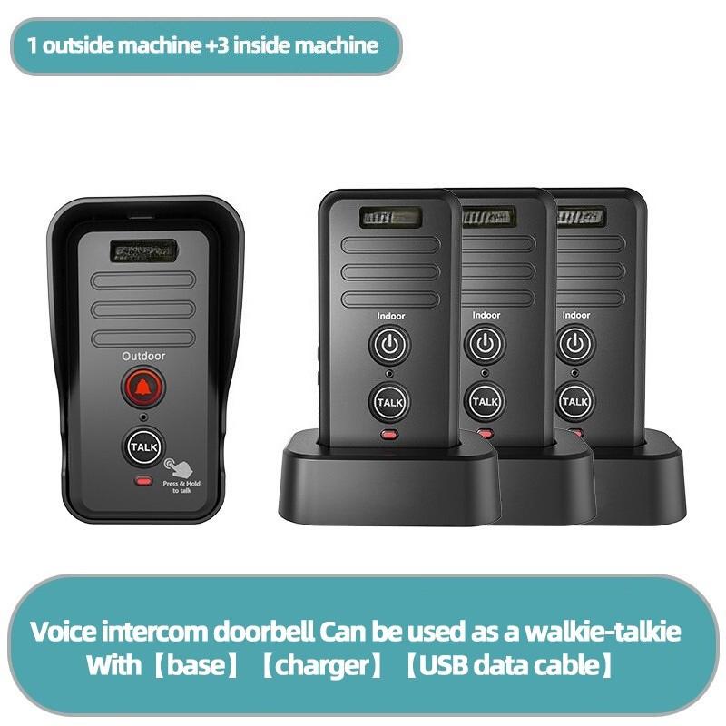 1-2 Mile Range 3 Volume Levels Rechargeable Voice Intercom Doorbell Wireless Doorbells Waterproof Electronic Intercom System