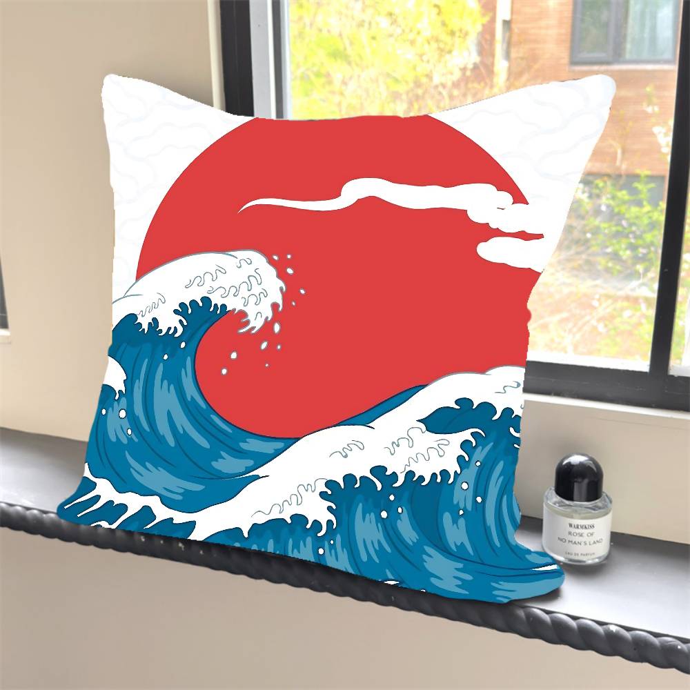 1 Stück Vintage Japanische Kunst Y2K Harajuku Kissenbezug Quadratisch Schlafzimmer Sofa Freizeit Komfort Kissen Auto Heimdekoration
