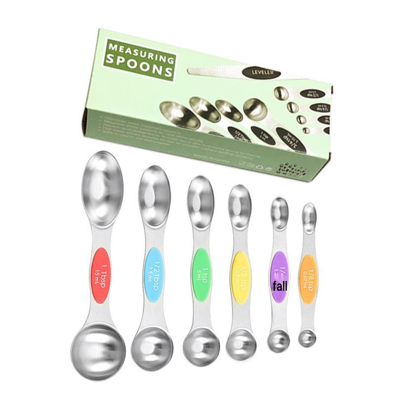 9-Piece Dual-End Stainless Steel Magnetic Measuring Spoons with Gram Scale