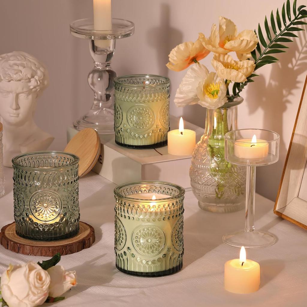 Creative Diamond Cylinder Glass Candle Holder Multi Color Transparent Home Decor for Scented Candle Making Jars for DIY Gifts