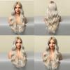 HENRY MARGU Long Wavy White Blonde Platinum Ombre Synthetic Wigs Natural Cosplay Wigs for Women Middle Part Wig Heat Resistant