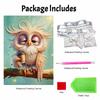 DIY Pearl Painting Canvas Owl Design Shiny 3D Bead Art Kit Creative Leisure Craft for Living Room Wall Decor