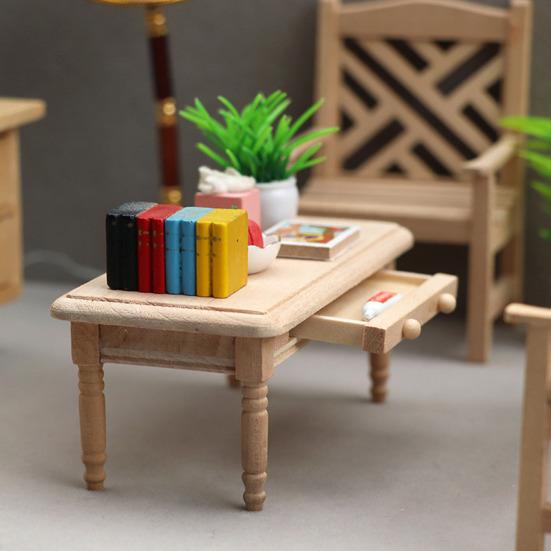 1:12 Coffee Table Vivid Appearance Long-lasting Wooden Lovely Fairy Garden Furniture Table Ornament Photography Props