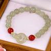 Trendy Seamless Interlocking Hetian Jade & Red Agate Bracelet - Elegant Gift for Friend