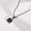 Schwarze quadratische Halsketten für Männer Jungen, Edelstahl-Halsketten mit Seil-/Kubanischer/Figaro/Glieder-Kettenhalsband, Stilvolle Schmuckgeschenke