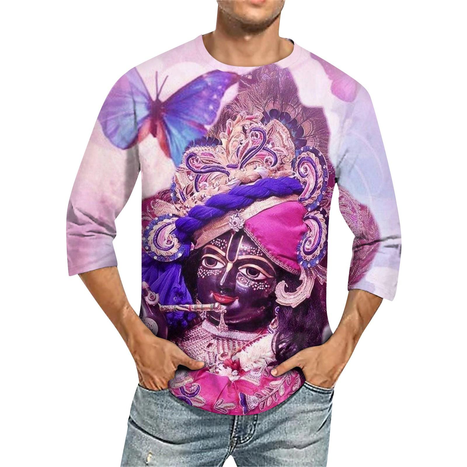 

Мужская повседневная модная футболка с круглым вырезом и рукавом три четверти XL