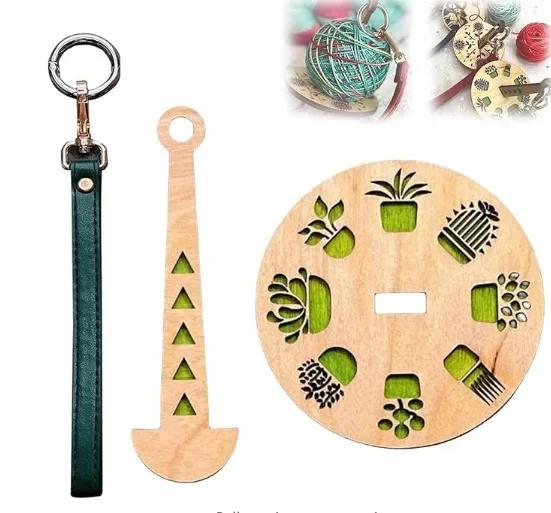 Portable Wooden Yarn Holder Spinning Stand with Wrist Strap for Knitting Sewing Thread Spool Wool Ball Winder DIY Craft