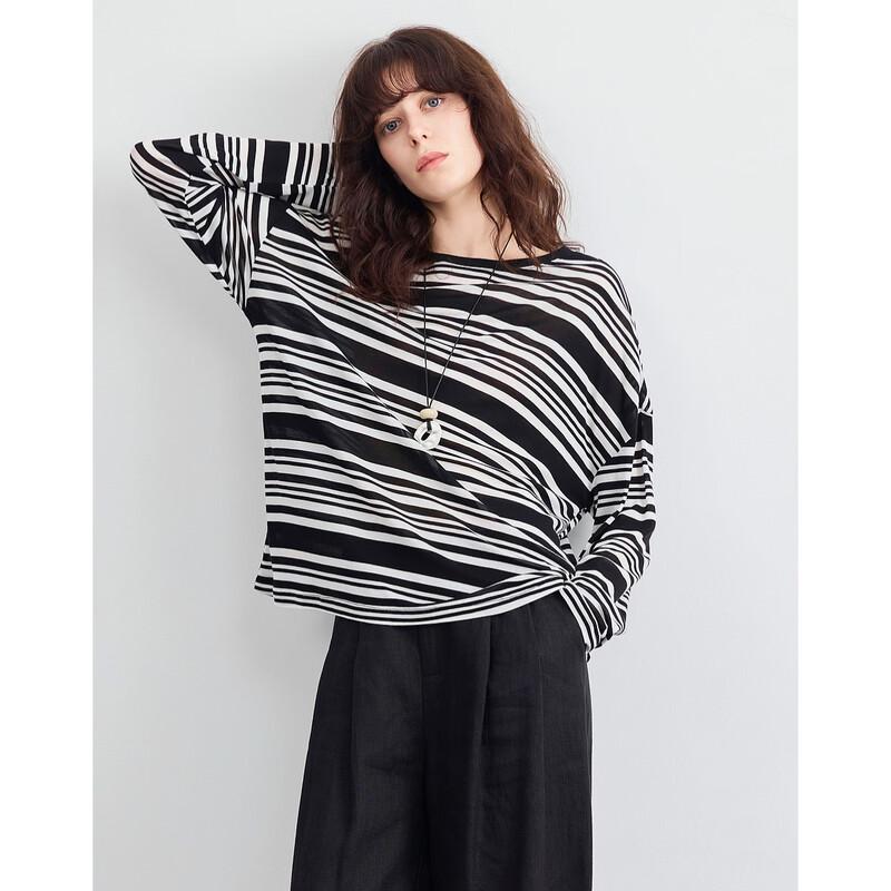 Demana Women s CloudSoft Lyocell Striped T-shirt XL черно-полосатый